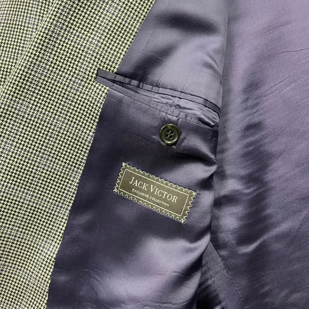 Jack Victor Exclusive Collection Houndstooth Wool Silk Blazer 46L Canada 2487